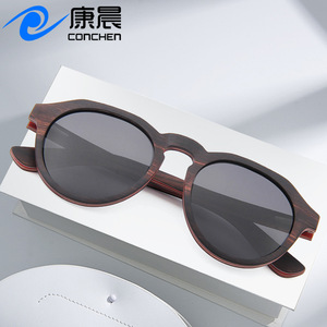 Lunettes de soleil en bois Conchen W3092, monture noire, verres TAC, protection UV400, unisexe, mode, pour la conduite - Product Image 4