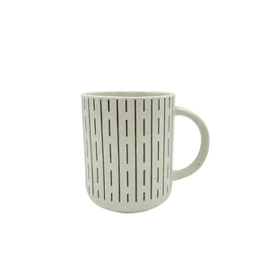 Geometric Pattern Custom Silk Printing Ceramics 14Oz Coffee Mugs Set Of 4 For Latte, Green Tea, Cappuccino And Beverages