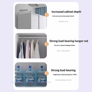 Armario de Bambú Resistente a la Humedad para Dormitorio, Moderno, Simple, Económico, con Puerta Corredera, Combinación de Armario - Product Image 4