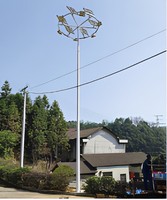 Lampu Sorot Tenaga Surya 65W LED IP65 dengan Baterai LiFePO4 45Ah, Sudut Sinar Bat Wing, Penerangan Stadion Olahraga