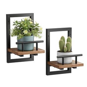 2 packs d'étagères murales flottantes en métal pour plantes d'intérieur, seuil de <span class=keywords><strong>fenêtre</strong></span>, pour chambre à coucher, salle de bain, salon, pot de fleurs, support de <span class=keywords><strong>jardinière</strong></span> - Product Image 1