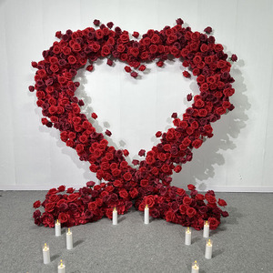 C-HA014 Arco Floreale a Forma di Cuore Artificiale all'Ingrosso, Sfondo con Rose, Arco a Cuore per Decorazioni Matrimoniali - Product Image 3