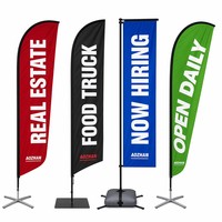 Drapeau de plage personnalisé en plumes 2026, bannière publicitaire en forme de goutte d'eau ou de couteau, avec mât en fibre de verre pour l'immobilier et les visites immobilières
