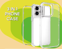 Coque Téléphone 360 Haute Qualité Antichoc 3 en 1 Transparente PC + TPU pour iPhone 17, 17 Pro, 17 Air, 16 Pro Max