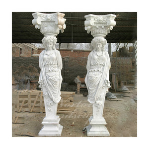 ديكور الحديقة حجر جيري روماني عتيق ديكور بوابة رخامية مع تماثيل نسائية أسعار تصميم - Product Image 6