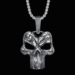 OEM ODM Biker Schmuck Retro Strafe Schädel Edelstahl Biker Anhänger Halskette Modeschmuck - Product Image 2