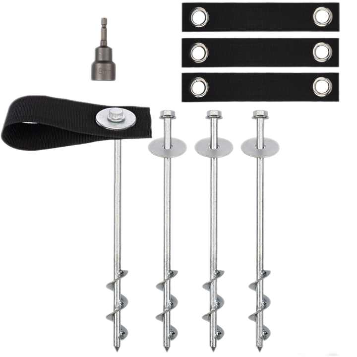 MOEPISY 30 In. Heavy Duty Ground Anchor Spiral Blade Earth Anchor Kit Metal Anchor Hook Beach Sand Stakes Camping Silver 6 Piece 0clxy4q2m - View #8