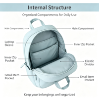 Sac à dos pour ordinateur portable étudiant en nylon léger, idéal pour les voyages, le bureau, les activités de plein air, fabrication OEM/ODM, logo personnalisé