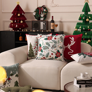 Cadeau <span class=keywords><strong>de</strong></span> noël décor à la maison imprimé housses <span class=keywords><strong>de</strong></span> <span class=keywords><strong>coussin</strong></span> arbre <span class=keywords><strong>de</strong></span> noël <span class=keywords><strong>cerf</strong></span> neige moelleux broderie Chenille taie d'oreiller - Product Image 3