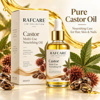 Huile nourrissante multi-usage RAFCARE Castor 60ml, pressée à froid, 100% pure, contrôle du sébum, réparation des cheveux, soin du corps, des cheveux et de la peau