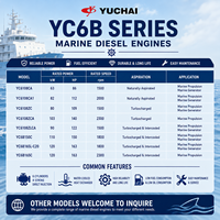 Moteur diesel marin Yuchai YC6B YC6108ZLCA 90 kW 122 CV 1500 tr/min turbo intercooler pour la propulsion des bateaux de pêche et des navires de transport