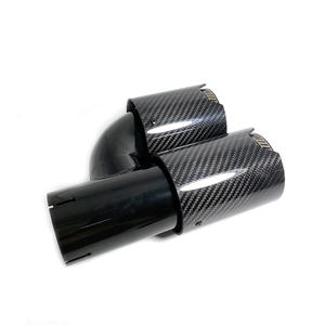 Paar Universal Auspuffrohr <span class=keywords><strong>M</strong></span> Performance H-Typ Doppel Carbonfaser Schwarz Edelstahl Endrohre für BMW Umbau - Product Image 5
