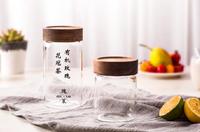 Toples Kaca Borosilikat Tinggi Kustom, Toples Penyimpanan Madu Kaca dengan Tutup Kayu
