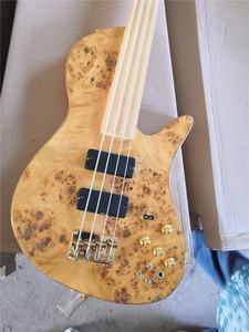 Guitare <span class=keywords><strong>basse</strong></span> électrique Flyoung à <span class=keywords><strong>4</strong></span> <span class=keywords><strong>cordes</strong></span>, corps en bois naturel, manche traversant, sans frettes - Product Image 2