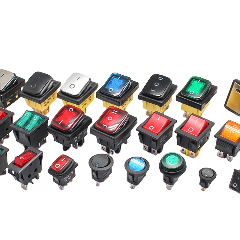 Filn kcd4 waterproof on off 2 positions 12v switch rocker switch t85 30A 250V red yellow blue led 4pins