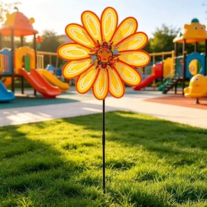 Molinillo de Viento Sonriente de Girasol con 12 Pétalos para Jardín, Decoración Exterior para Patio, 40x92cm, Venta al por Mayor - Product Image 5
