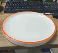 Assiette en mélamine incassable avec bord coloré 25 cm, plats plats, assiettes en mélamine, ensembles de vaisselle pour restaurant, vaisselle de mariage en mélamine