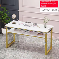 Ensemble de table et chaises de manucure modernes en MDF texturé marbre, mobilier de salon, table et chaises de manucure à structure métallique, pour salons de manucure
