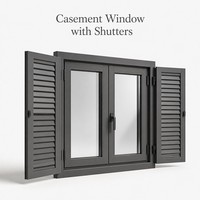 Fenêtre à battant en aluminium haute résistance au vent avec volets, couleur et taille personnalisées, moderne, pour villa