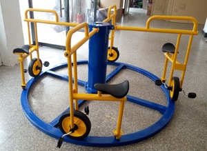 Manège pour enfants, équipement de terrain de jeux extérieur, carrousel, vélos à pédales, wagonnette pour parc d'attractions, 4 personnes, 4 places à l'assise - Product Image 6