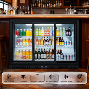 Refrigerador de Bebidas de 11.3 Pies Cúbicos y 53 Pulgadas, <span class=keywords><strong>con</strong></span> 3 Puertas de Vidrio, Capacidad para 480 Latas, Refrigerador Comercial para Cerveza, <span class=keywords><strong>Vino</strong></span> y Bebidas <span class=keywords><strong>con</strong></span> Cerradura - Product Image 3