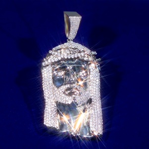 Pendentif Jésus classique en gros, pendentif en argent sterling véritable S925 avec diamant moissanite - Product Image 5