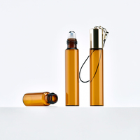 Flacon compte-gouttes en verre transparent ou ambré vide et portable de 1 ml, 2 ml, 3 ml, 5 ml, 10 ml pour échantillons d'huiles essentielles ou de parfums, avec cordon de suspension