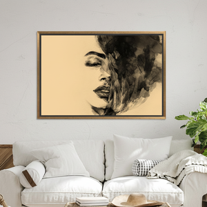 Art abstrait moderne sur toile représentant une femme : Impression de portrait élégante, TOILE ENCARTÉCHÉE DANS UN CADRE DORÉ - Product Image 3
