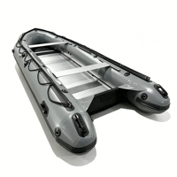 Bateau pneumatique robuste de 5 m avec plancher en aluminium, radeau gonflable en PVC gris pour 10 personnes, idéal pour la pêche, les patrouilles et les aventures en plein air