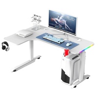 Bureau de jeu Beisijie avec éclairage LED RVB, bureau d'ordinateur pour joueur, table de jeu, table blanche en forme de L, coin en option