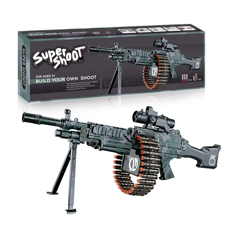 Toptan silah askeri makine Guns oyuncaklar Boys yetişkinler için elektrik patlaması EVA yumuşak kurşun atıcılık oyunu