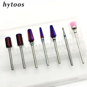 HYTOOS 7Pcs Purple Nail Drill Bit Set Milling Cutter For Manicure Carbide Bit Manicure Pedicure Tool Kit Nails Accessories