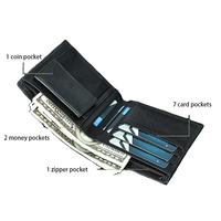 Portefeuille court en cuir de vache véritable noir à fleurs gaufrées pour hommes Porte-monnaie de luxe pour hommes Portefeuilles intelligents pour hommes
