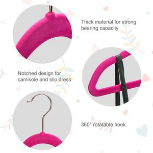 Легкий вес Нескользящие розовое золото крюк для детей Детская одежда ярко-розовые бархатные вешалки для одежды - Product Image 3