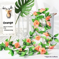 Fait à la main 9 panneaux décoratifs en soie fleur rotin tenture murale fleur de cerisier plafond Simulation plante Rose fausse fleur rotin
