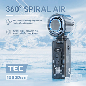FC08 พัดลมระบายความร้อนแบบมือถือโปร่งใสพร้อมเครื่องทำความเย็น TEC และไฟฉาย LED แบตเตอรี่พับได้ 3600MAh พัดลมพกพาเทอร์โบ 13000 รอบต่อนาที - Product Image 2