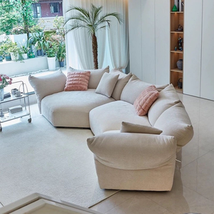 Divano Sezionale in Tessuto Petal, Stile Crema, per Grandi Soggiorni, Design Creativo Irregolare Angolare Curvo, per Appartamenti e Hotel - Product Image 6