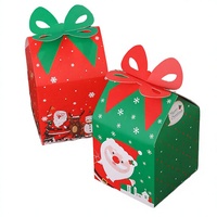 Kerstmis geëmbosseerde, recyclebare, zelfopstellende, voedselveilige fruit- en snoepdozen van papier met handvat voor Kerstavond