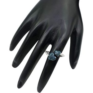 Ornaatis Bague en diamant en forme de cœur 0,86 carats en argent sterling avec diamants fantaisie blancs et bleus, bague de promesse pour femme, taille 7 - Product Image 4