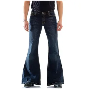Bell Bottom Pants 70s Outfit para hombres Cierre de cremallera Vintage Bell Bottom Jeans Disco Flared Pants Mens Flare Denim Jeans
