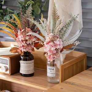 Bouquet de fleurs artificielles CallaFloral Hydrangea rose et orange, décoration de mariage, artisanat à tenir à la main - Product Image 1