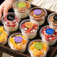 Gobelets Personnalisés en Gros PP PET Transparents pour Crèmes Glacées 200 ml, Parfaits Bio, Desserts aux Fruits, Boissons Froides, Gobelets en Plastique avec Couvercles