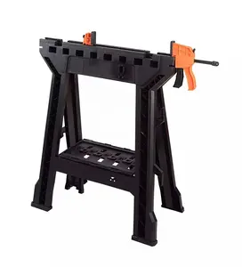 1000LBS Clamping Plastic Portable Folding Sawhorse with Bar Clamps