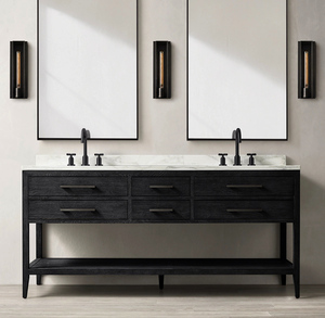 Mueble <span class=keywords><strong>de</strong></span> <span class=keywords><strong>baño</strong></span> independiente <span class=keywords><strong>de</strong></span> roble, <span class=keywords><strong>lavabo</strong></span> moderno estilo granja americana <span class=keywords><strong>con</strong></span> <span class=keywords><strong>lavabo</strong></span> - Product Image 5