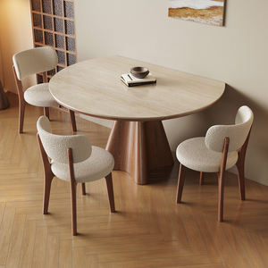 Vintage-style Sintered Stone Extendable Dining <strong>Table</strong> Chair Set for <strong>Small</strong> ApartmentsFoldable Dual-Use Round Retro Dining <strong>Table</strong> - Product Image 3