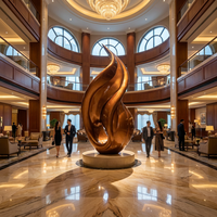 Sculpture moderne grande et abstraite en acier inoxydable, flamme en bronze, art du feu en métal pour la décoration extérieure de jardins, de places publiques et de paysages commerciaux