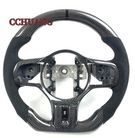 Volante de Fibra de Carbono con Base Plana en Alcántara, un Accesorio Interior Personalizado para Mitsubishi Lancer EVO X
