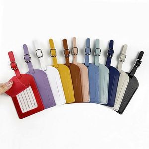 Custom Logo Business Gift Soft Leather <b>Name</b> Luggage <b>Tags</b> Most Popular Travel Suitcase Baggages <b>Tag</b> with Buckle - Product Image 1