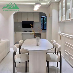 <span class=keywords><strong>Table</strong></span> à manger ovale en pierre frittée de style crème moderne Wayon, prête à être expédiée, ensemble de salle à manger de luxe nordique pour petit appartement - Product Image 5