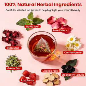 Thé aux herbes favorisant l'éclat : Thé vert avec Rooibos, Calendula, Framboise, Rose – Riche en antioxydants, rafraîchissant, pour la beauté - Product Image 2